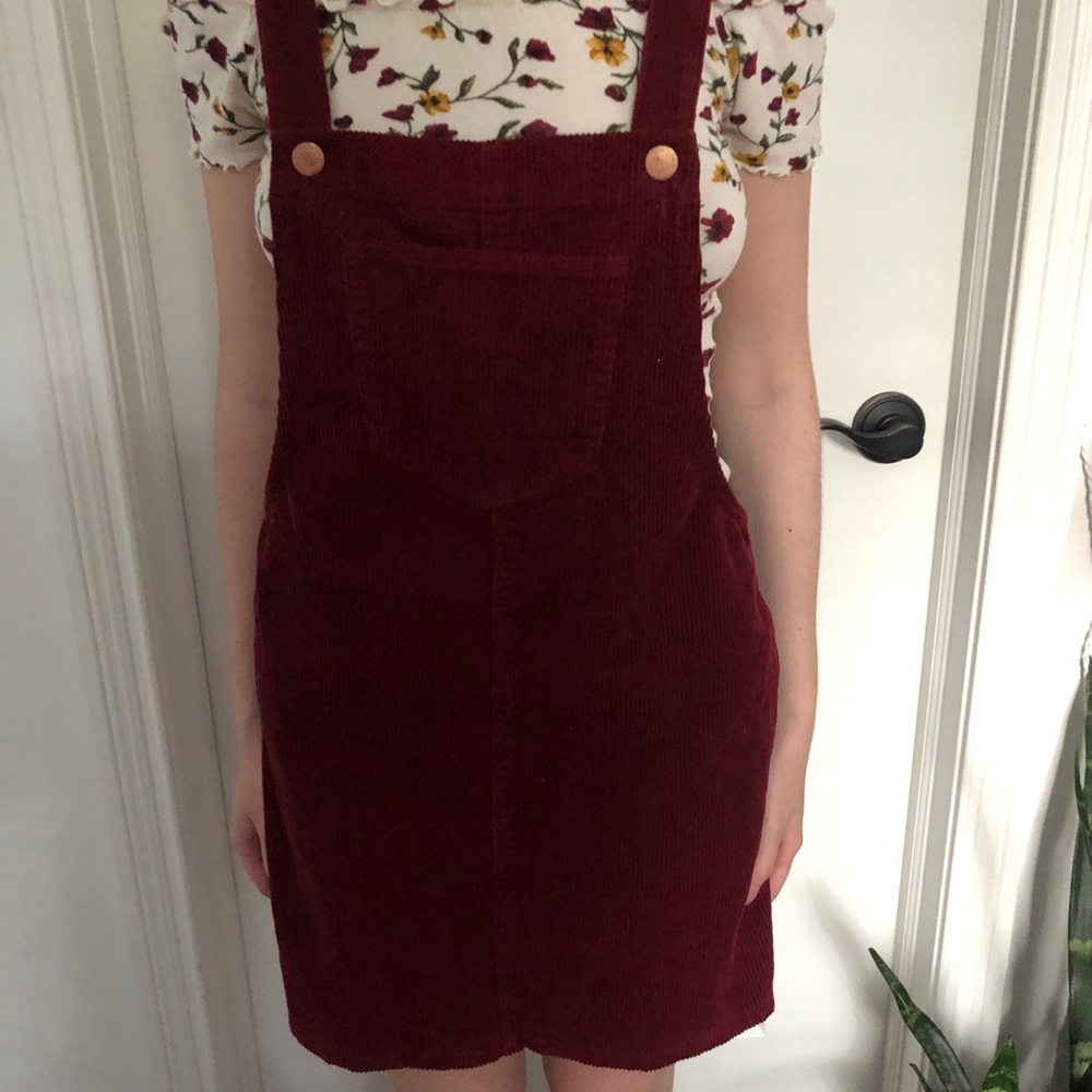 Burgundy overall dress